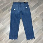 EXPRESS  Tuliped Zig Zag Raw Hem Mid Rise Crop Boyfriend Jeans Blue Size 8 Photo 6