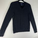 Brooks Brothers  346 Black Cable Knit Cotton V-Neck Sweater Women’s Size Large Photo 1