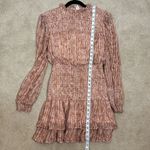 AQUA  Smocked Mini Dress Bloomingdales Smocked Longsleeve Ruffle Women Size Small Photo 5