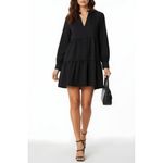 Amanda Uprichard Saffron Long Sleeve Mini Dress, Black, XS Photo 5