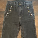 Ann Taylor  Women Black Wash High Waist Wide Leg Sailor Jeans Button Detail Comfy Photo 2