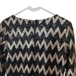 Piperlime Collection NEW sequin long sleeve mini formal dress zip zag gold black Black Photo 3