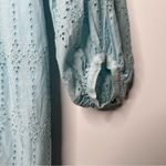 Anthropologie  Light Blue Eyelet Long Sleeve Mini Dress Size 6 Photo 5