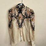 Zimmermann Illustration Body Shirt Linen Black and Cream Floral Blouse AU 1 Photo 3