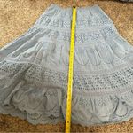 Coldwater Creek slate blue gray crochet eyelet lace cotton midi skirt small Photo 8