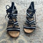 Nine West Ghobio Cork Heel Dress Sandals Navy White 9 Photo 3