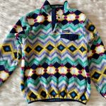 Patagonia Blue Green Yellow Synchilla Fleece Timber Twist Snap-T Pullover Jacket Photo 4