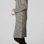 J.Jill Reversible Sweater Dress Black Grey Stripes Cotton Knit Size XS New w/Tag Photo 3