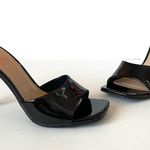 Rouge Helium  | Black Patent Leather Square Toe Heeled Mules Sz 8 Photo 2