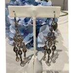 Vintage Marcasite Chandelier Dangle Earrings Rhinestone Statement drop Earrings Gray Photo 3
