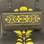 Vera Bradley Laser-Cut Faux Leather Gray & Yellow Tote Bag & Clutch Photo 4