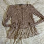 Chloe K XS Brown Knitted Ruffle Sweater Photo 0