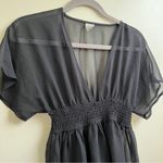 ASOS flutter sleeve mini beach dress black sheer smocked Size 4 Photo 3