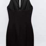 ZARA NWT BLACK JEWEL BOW CUT OUT HALTER Fitted mini DRESS M Photo 3