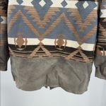 Women's Leather mixed media vintage southwestern Euro Mond Aztec jacket XL Gray Photo 3