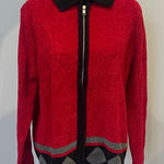 Sag Harbor Red and Black Women's cardigan sweater Photo 0