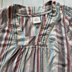 Knox Rose  Womens L Whimsical Boho Tunic Flowy Stripe Shift Dress Linen Blend Photo 1
