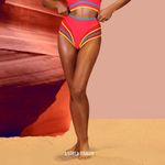 Andrea Iyamah  Yassa High Waisted Bikini Bottom in Red Multi Size XS Photo 2