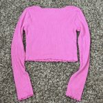 Pac Sun Pink Ribbed Long Sleeve Lettuce Hem Top Sz XS Photo 4