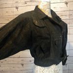 Vintage 80's leather Tiger Fox bomber black jacket large shoulders size medium Photo 8