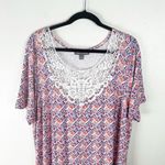 Jessica London Multicolored Pattern Short Sleeves Lace Bib Maxi Dress, Size 22W Photo 5