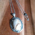 Picture Jasper Silvertone Pendant Stainless Steel Necklace Photo 2