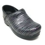 Dansko  Grey Striped Black Slip On Clogs Women’s Size 40 Photo 0