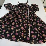 Torrid  Black‎ Colorful Floral Chiffon Cold Shoulder V Neck Flare Dress Size 26 Photo 6