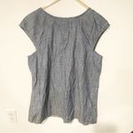 Eshakti  Size Large Blue Denim Chambray Cotton Bow Detail Sleeveless Top Photo 5