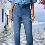 Evereve The Ever Straight High Rise Raw Hem Button Fly Jeans Size 26 Photo 0