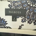 Talbots  Paisley Blazer Jacket White Blue Lined 3/4 Sleeve Crop Career Formal 14 Photo 4