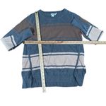LOGO By Lori Goldstein LOGO Lori Goldstein Striped Knit Sweater Casual Pullover Top Blue Brown Size M Photo 2