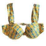 We Wore What Metallic Geo Bikini Set Ruched Bottom Claudia Top Orange Blue Large Photo 2