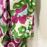 Mango  Wrapped Satin Mini Dress Floral Long Sleeve Collared Green Purple Small Photo 6