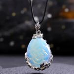 Opal Natural Stone Drop Shaped Pendant Necklace Healing Gemstone Penant Photo 0