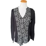 Lucky Brand Womens  V Neck Tribal Printed Bib Button Down Blouse Top - Sz M Photo 1