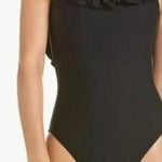 J.Crew New  Black Scoop Neck Scoopback Ruffle One Piece Swimsuit Women's Size 16 Photo 0