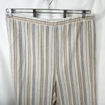 Woman Within Plus Size 28W Linen Pants Striped Elastic Waist Pull On Tan 1710 Photo 2
