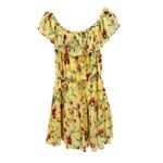 Ralph Lauren Lauren Womens Yellow Floral Crinkled Cotton Dress Elastic Waist 8 Photo 1