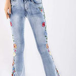 2xHP💝Women’s Embroidered High Rise Flared Jeans sz large Blue Photo 0