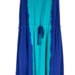 Calvin Klein  Tie Dye Scoop Neck Midi Dress Waist Tie Blue Green Size 4 Photo 5