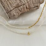 Rice Pearl Necklace , genuine Pearl Silver Photo 1