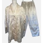 Victoria's Secret Pajama Set & Robe Womens Medium Ivory Satin Jacquard Floral M Photo 0
