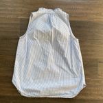J.Crew  Ruffled Neck Tank Top Womens Sz 00 Blue White Stripe Nautical Photo 4