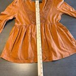 Derek‎ Heart Small Orange Lace Trim Babydoll Blouse Top Long Sleeve Photo 7