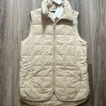 Thrive Societe Cream Quilted Vest XS Full zip Casual with Pockets Tan Winter Photo 1