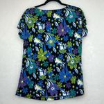 Chaus Floral Top Cowl Neck Short Sleeves Stretchy Material Sz S Purple Photo 7