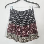 Raga Black and Oxblood Flirty Boho Mini Skirt NWT Size XS Boho Print Full Skirt Photo 3