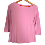Boden Boat Neck 3/4 Sleeve Pink Cotton Blend Top Size 12 Classic Everyday Preppy Photo 0