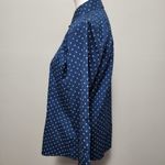 L.L.Bean navy nautical anchor print no iron ¾ sleeve button down size medium Photo 2